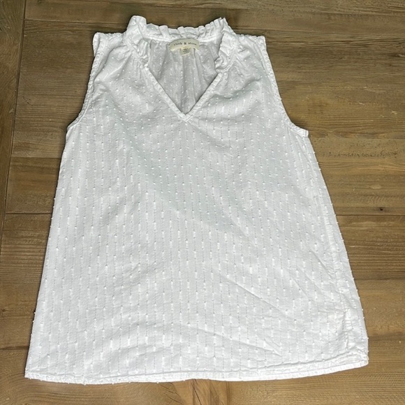 White Anthropologie Cloth & Stone Sleeveless Ruffle Top XXS - Picture 2 of 5
